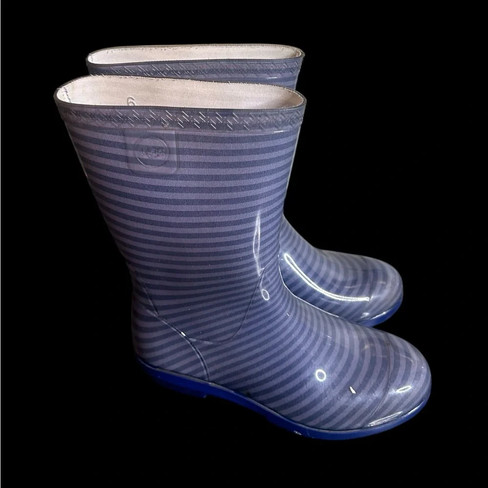 UGG Kids Blue Striped Rain Boots
